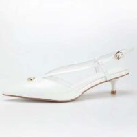 Louis Vuitton Women LV Stellar Slingback Pump White Glazed Calf Leather Low Heel