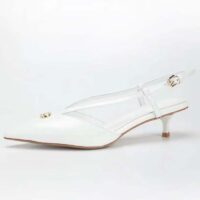 Louis Vuitton Women LV Stellar Slingback Pump White Glazed Calf Leather Low Heel (6)