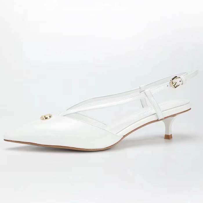 Louis Vuitton Women LV Stellar Slingback Pump White Glazed Calf Leather Low Heel (6)