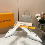 Louis Vuitton Women LV Stellar Slingback Pump White Glazed Calf Leather Low Heel - Imagen 3