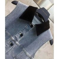 Louis Vuitton Women LV Velvet Accent Denim Dress Cotton Blue Regular Fit 1AFDDN (6)