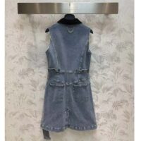 Louis Vuitton Women LV Velvet Accent Denim Dress Cotton Blue Regular Fit 1AFDDN (6)