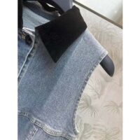 Louis Vuitton Women LV Velvet Accent Denim Dress Cotton Blue Regular Fit 1AFDDN (6)