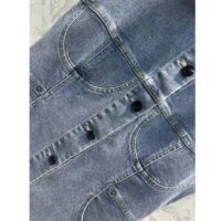 Louis Vuitton Women LV Velvet Accent Denim Dress Cotton Blue Regular Fit 1AFDDN (6)