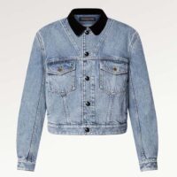 Louis Vuitton Women LV Velvet Accent Denim Jacket Cotton Blue Regular Fit 1AFEPJ (14)