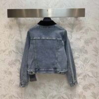 Louis Vuitton Women LV Velvet Accent Denim Jacket Cotton Blue Regular Fit 1AFEPJ (14)