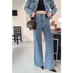 Louis Vuitton Women LV Wide-Leg Graphic Accent Jeans Cotton Blue Regular Fit 1AFFWE - immagine 12