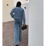 Louis Vuitton Women LV Wide-Leg Graphic Accent Jeans Cotton Blue Regular Fit 1AFFWE - immagine 14