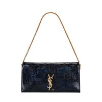 Saint Laurent YSL Women Kate Reversible Chain Bag in Suede and Crocodile-Embossed Leather (1)