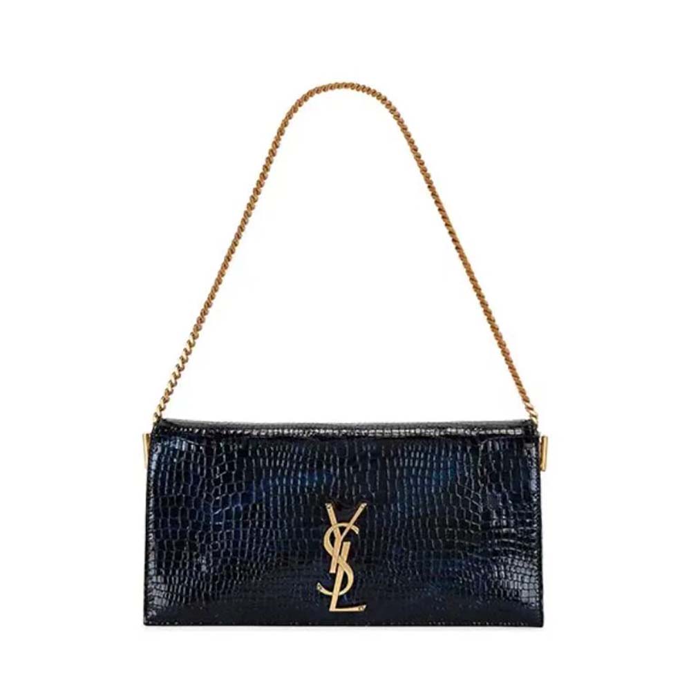 Saint Laurent YSL Women Kate Reversible Chain Bag in Suede and Crocodile-Embossed Leather