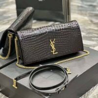 Saint Laurent YSL Women Kate Reversible Chain Bag in Suede and Crocodile-Embossed Leather (1)