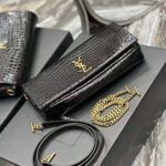 Saint Laurent YSL Women Kate Reversible Chain Bag in Suede and Crocodile-Embossed Leather