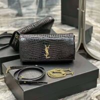 Saint Laurent YSL Women Kate Reversible Chain Bag in Suede and Crocodile-Embossed Leather (1)
