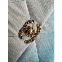 Chanel Women CC 19 Large Handbag Denim Gold Silver Tone Blue (5)