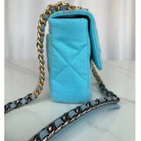 Chanel Women CC 19 Large Handbag Denim Gold Silver Tone Blue (5)