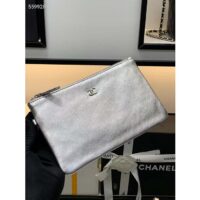 Chanel Women CC 22 Handbag Metallic Shaded Calfskin White Silver (1)