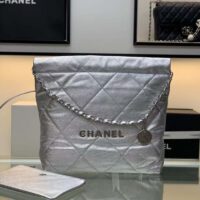 Chanel Women CC 22 Handbag Metallic Shaded Calfskin White Silver (1)