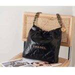 Chanel Women CC 22 Handbag Shiny Calfskin Gold-Tone Metal Black - Imagen 2