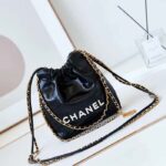 Chanel Women CC 22 Mini Handbag Calfskin Gold-Tone Lacquered Metal Black - Image 2
