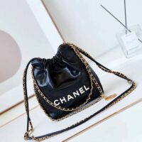 Chanel Women CC 22 Mini Handbag Calfskin Gold-Tone Lacquered Metal Black (6)