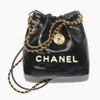 Chanel Women CC 22 Mini Handbag Calfskin Gold-Tone Lacquered Metal Black (6)