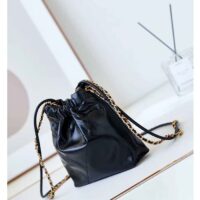 Chanel Women CC 22 Mini Handbag Calfskin Gold-Tone Lacquered Metal Black (6)