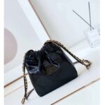 Chanel Women CC 22 Mini Handbag Calfskin Gold-Tone Lacquered Metal Black - Image 4