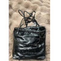 Chanel Women CC 22 Mini Handbag Shiny Calfskin Black Metal Black (5)