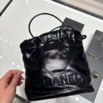 Chanel Women CC 22 Mini Handbag Shiny Calfskin Black Metal Black - Image 5