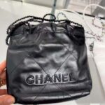 Chanel Women CC 22 Mini Handbag Shiny Calfskin Black Metal Black - Image 3