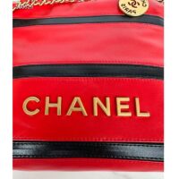 Chanel Women CC 22 Mini Handbag Shiny Calfskin Red Black (8)