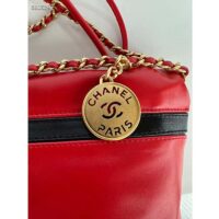 Chanel Women CC 22 Mini Handbag Shiny Calfskin Red Black (8)