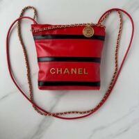 Chanel Women CC 22 Mini Handbag Shiny Calfskin Red Black (8)