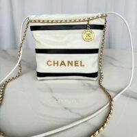 Chanel Women CC 22 Mini Handbag Shiny Calfskin White Black (7)