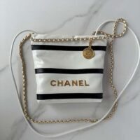 Chanel Women CC 22 Mini Handbag Shiny Calfskin White Black (7)