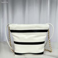 Chanel Women CC 22 Mini Handbag Shiny Calfskin White Black (7)