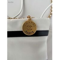 Chanel Women CC 22 Mini Handbag Shiny Calfskin White Black (7)