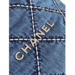 Chanel Women CC 22 Mini Handbag Stitched Denim Silver Metal Blue - Imagen 7