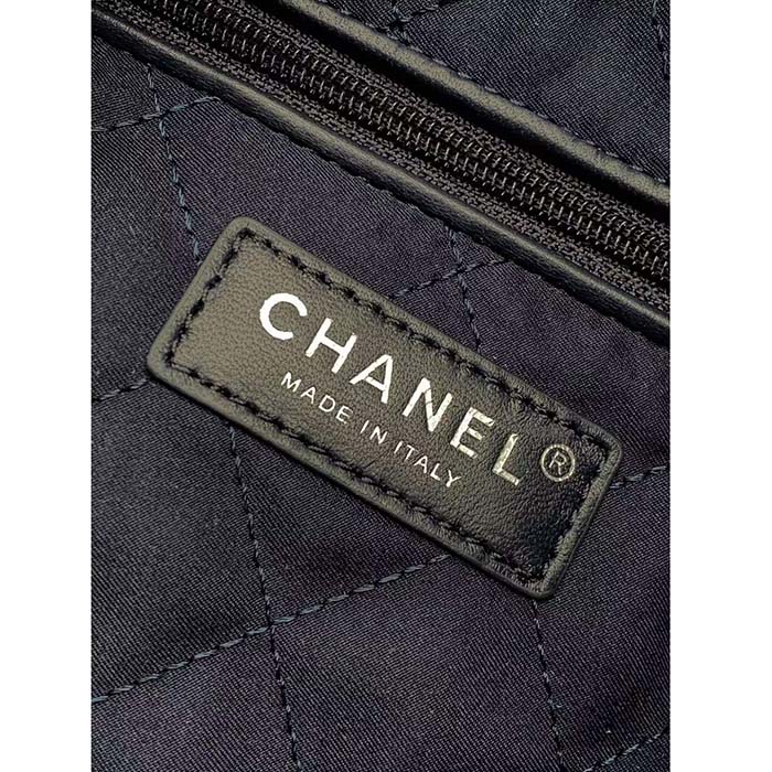 Chanel Women CC 22 Mini Handbag Stitched Denim Silver Metal Blue