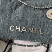 Chanel Women CC 22 Mini Handbag Washed Denim Silver-Tone Metal Blue (5)