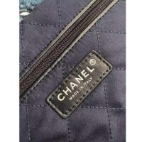 Chanel Women CC 22 Small Handbag Stitched Denim Silver Metal Blue (12)