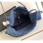 Chanel Women CC 22 Small Handbag Stitched Denim Silver Metal Blue - Bild 7