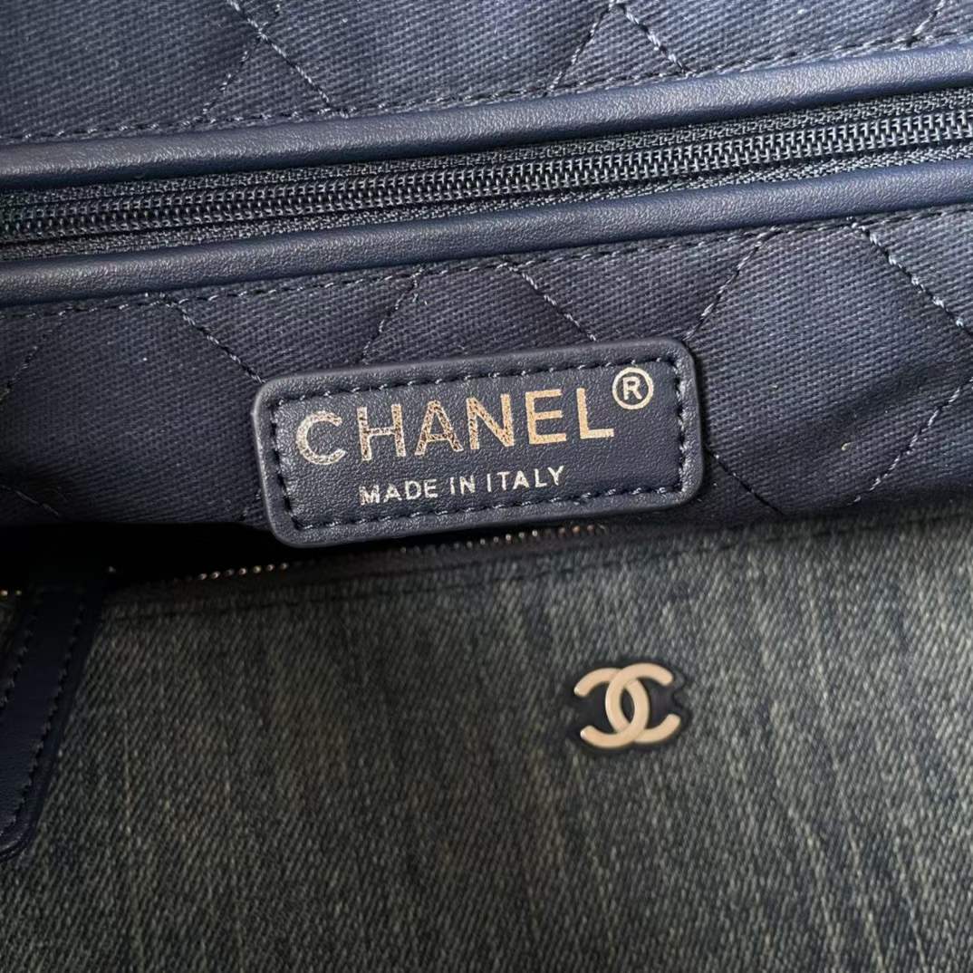Chanel Women CC 22 Small Handbag Washed Denim Silver-Tone Metal Blue