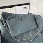 Chanel Women CC 22 Small Handbag Washed Denim Silver-Tone Metal Blue – Bild 7