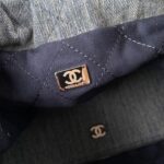 Chanel Women CC 22 Small Handbag Washed Denim Silver-Tone Metal Blue – Bild 10