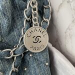 Chanel Women CC 22 Small Handbag Washed Denim Silver-Tone Metal Blue – Bild 6