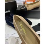 Chanel Women CC Ballet Flats Lambskin Beige Black 1 CM Heel - Imagen 7