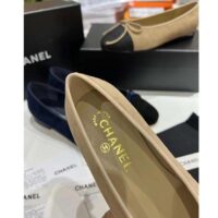 Chanel Women CC Ballet Flats Lambskin Beige Black 1 CM Heel (8)