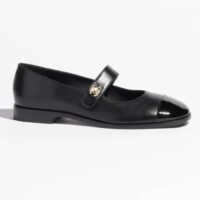 Chanel Women CC Mary Janes Calfskin Patent Calfskin Black 2 CM Heel (7)