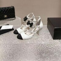 Chanel Women CC Mary Janes Lambskin Grosgrain White Black (11)